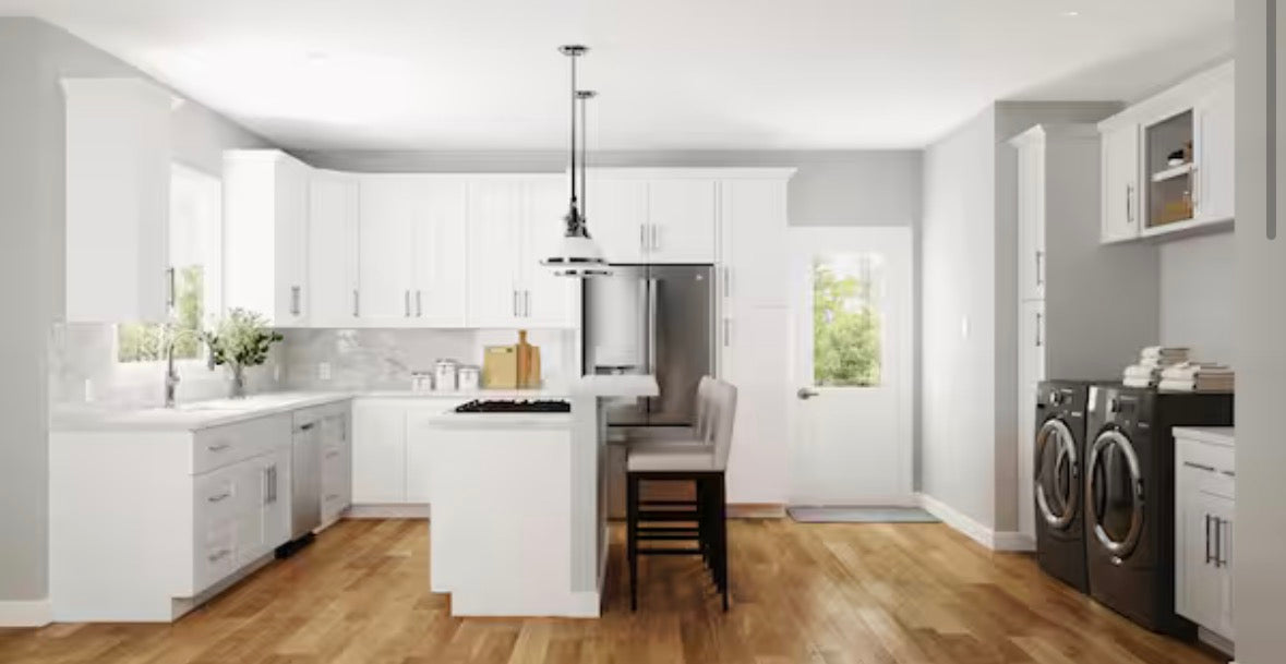 Verona White Shaker Stock Ready to Assemble Wall Kitchen Laundry Cabinet wth Soft Close 60 in. x 23 in. x 12 in.