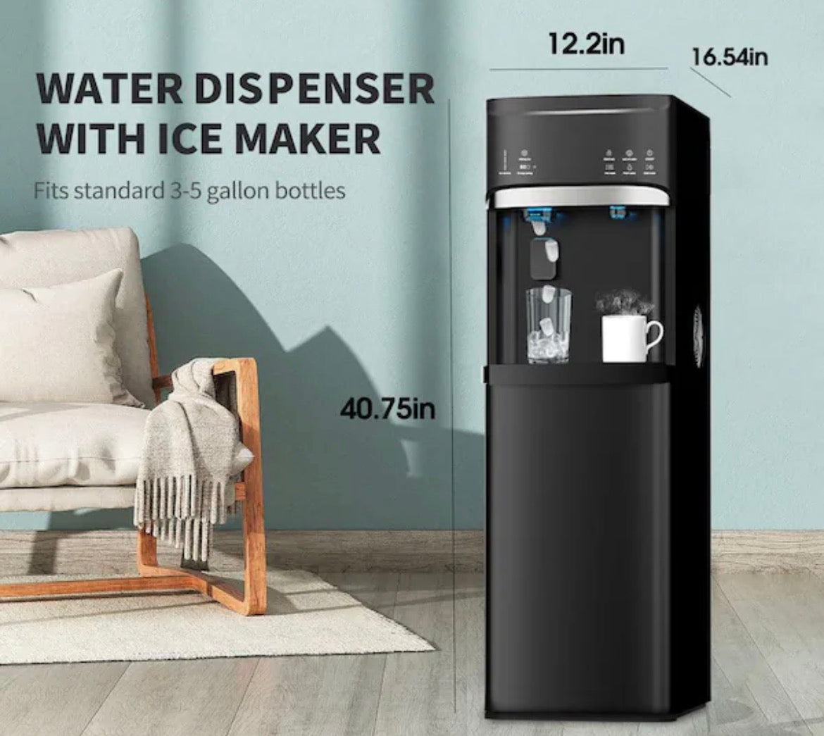 3 or 5 gal. Bottom Load Water Dispenser in Black with 3 in 1 Hot and Cold Water Functions