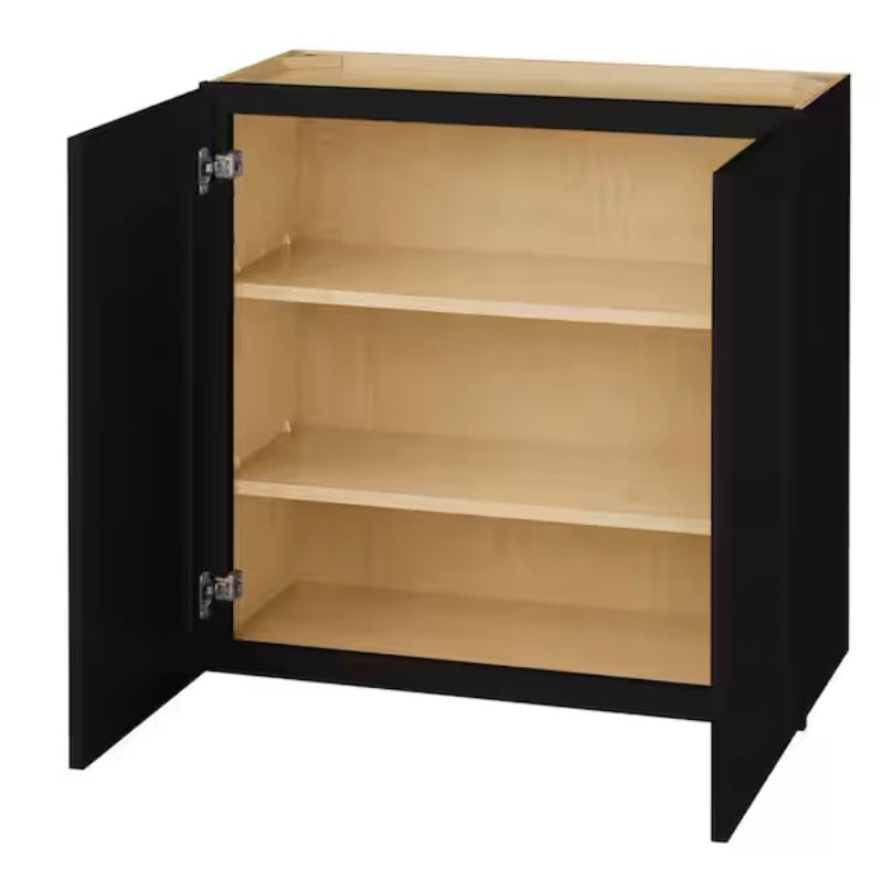 Avondale 30 in. W x 12 in. D x 30 in. H Ready to Assemble Plywood Shaker Wall Kitchen Cabinet in Raven Black