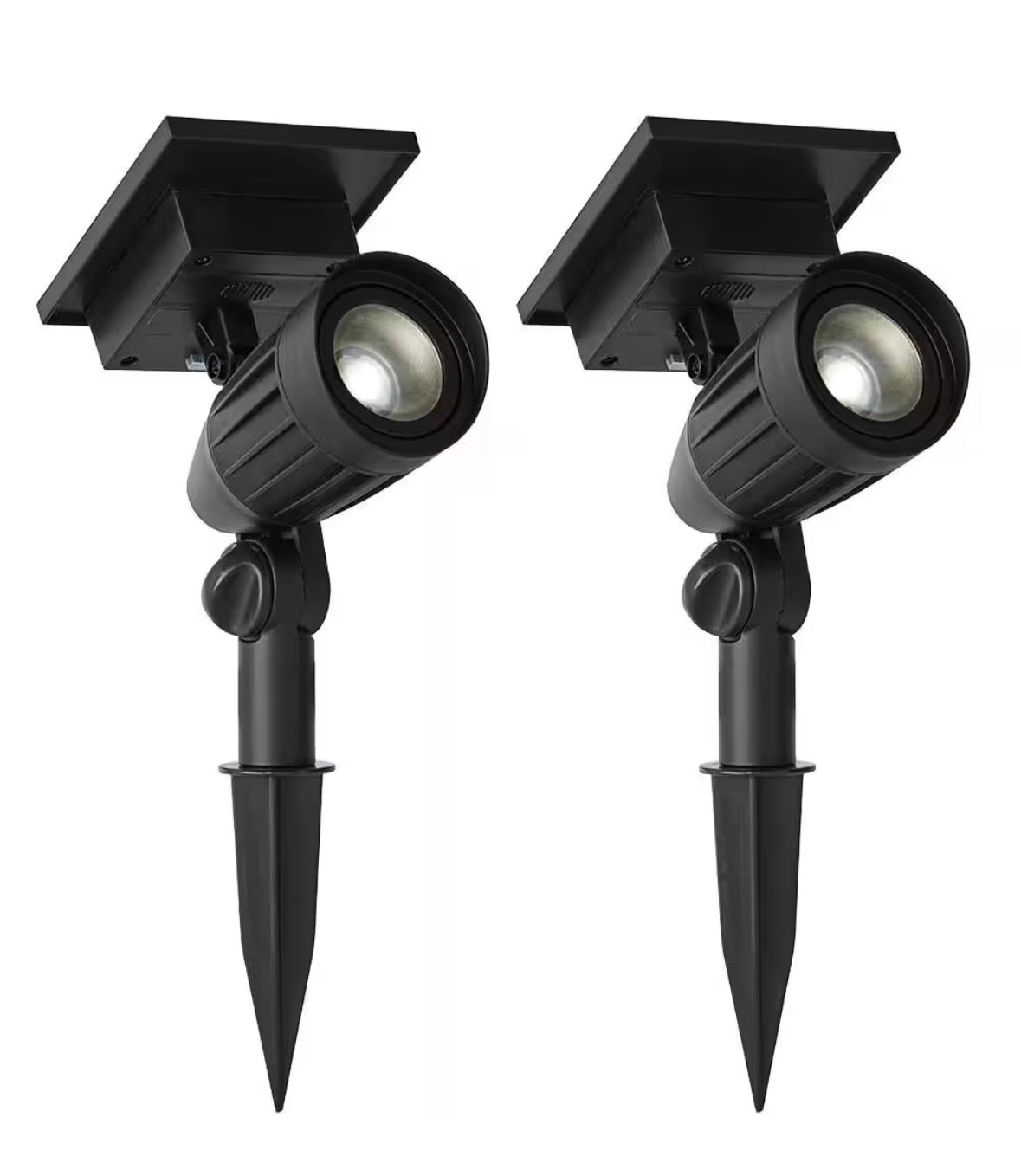 Solar 50 Lumens Black Outdoor Integrated LED Adjustable Beam Spotlight (2-Pack); Weather/Water/Rust Resistant