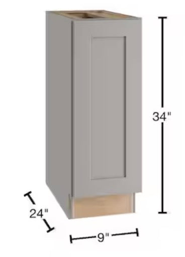9 in. W x 24 in. D x 34.5 in. H Ready to Assemble Plywood Shaker Base Kitchen Cabinet in Dove Gray