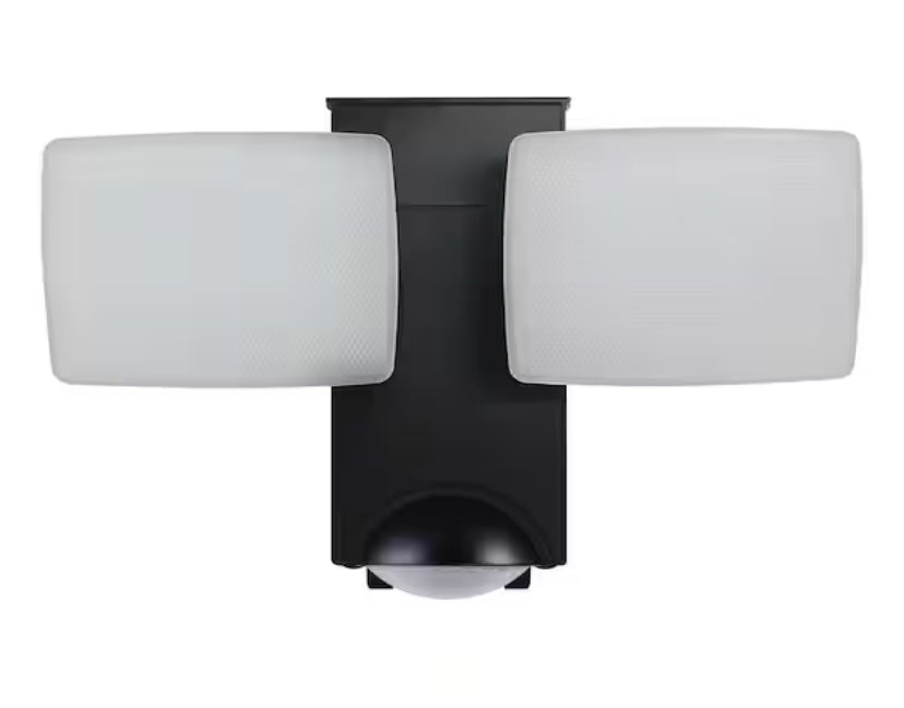 270° Black Motion Sensor Battery Powered Outdoor 2-Head Dusk to Dawn LED Security Flood Light 900 Lumens