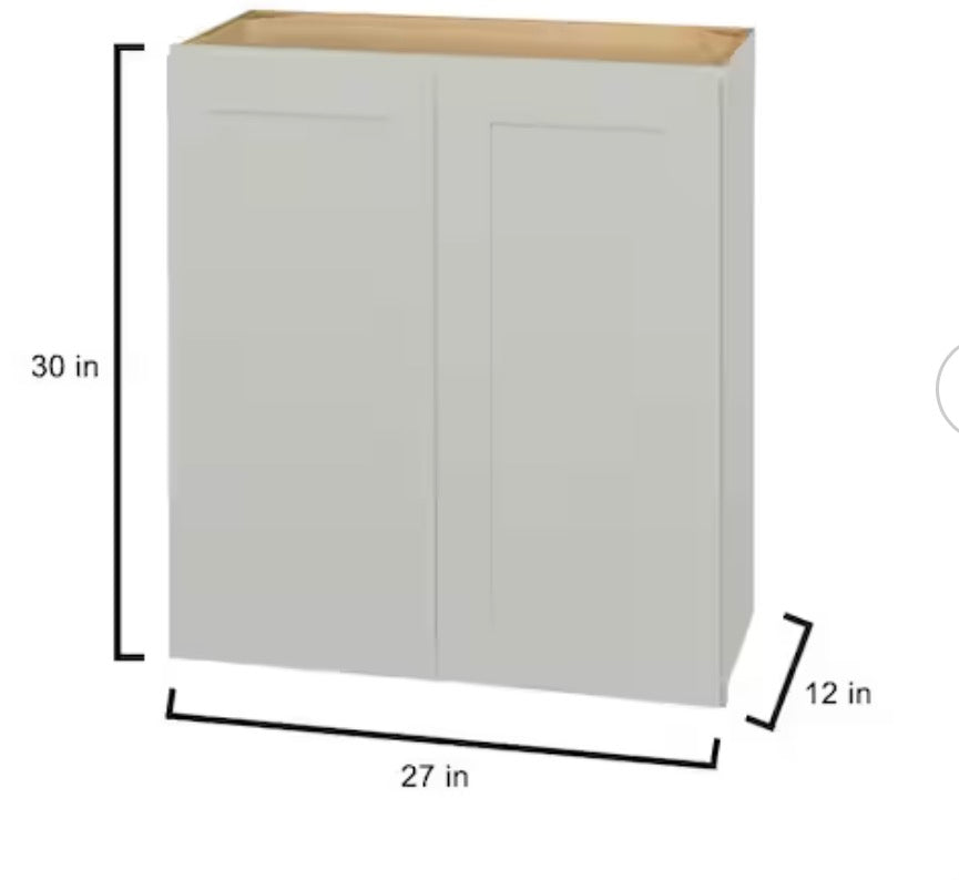 Avondale 27 in. W x 12 in. D x 30 in. H Ready to Assemble Plywood Shaker Wall Kitchen Cabinet in Dove Gray