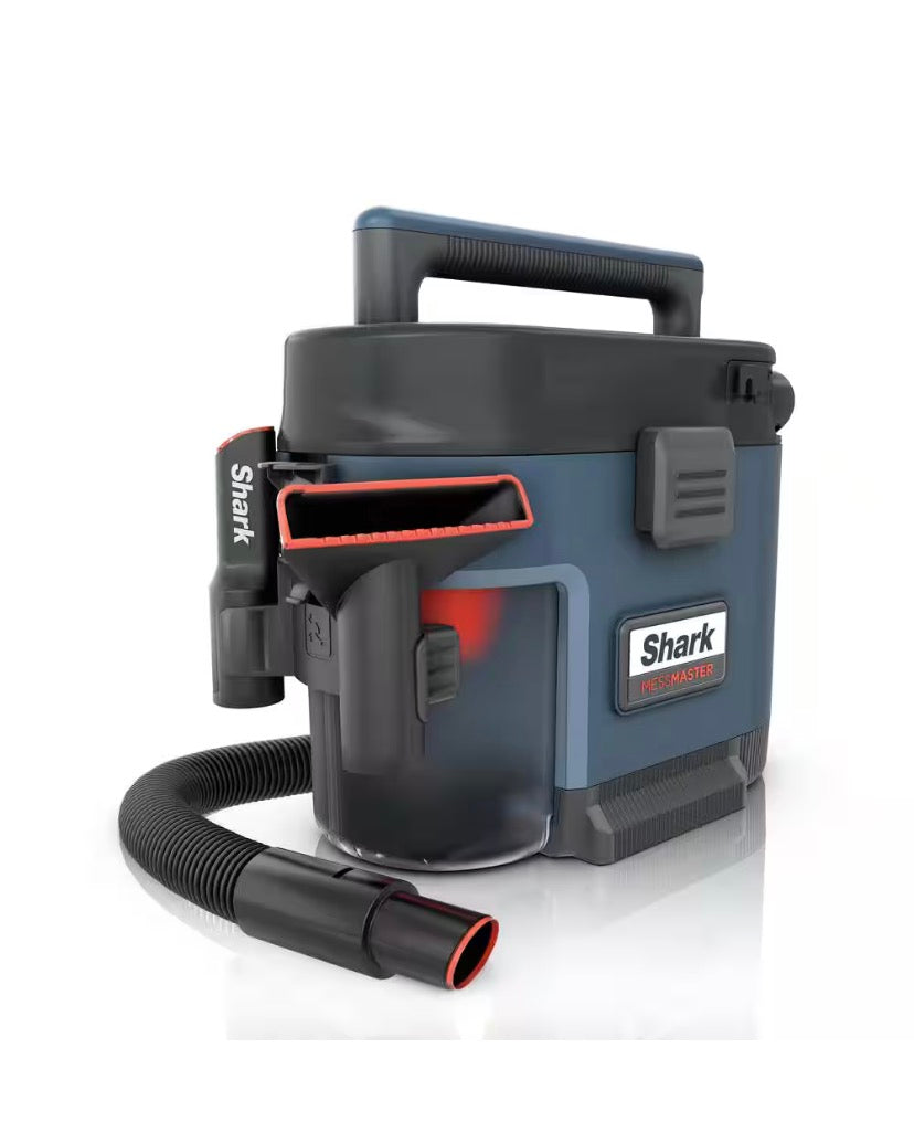 MessMaster Portable 1 Gal. 7-Peak HP Corded Wet/Dry Vacuum with Self-Rinsing and AnyBag technology in Navy