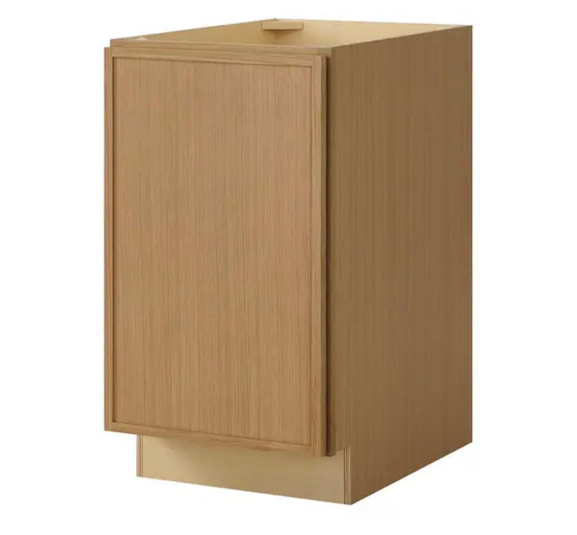 Leyton 18 in W x 24 in D x 34.5 in H Ready to Assemble Plywood Slim Shaker Double Trash Can Kitchen Cabinet in White Oak