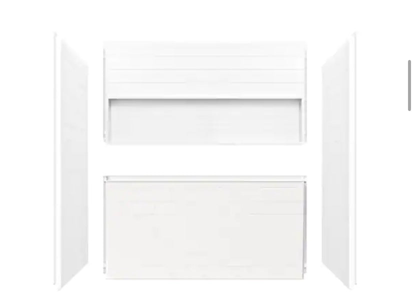 NexTile 60 in. W x 30 in. D x 60 in. H Four-Piece Direct-to-Stud Composite Alcove Tub Surround in White