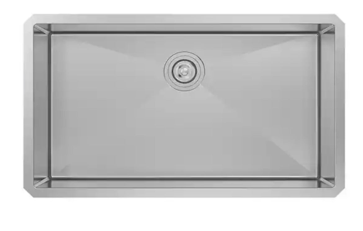 Professional 32 in. Tight Radius Undermount 16G Stainless Steel Single Bowl Kitchen Sink with Accessories