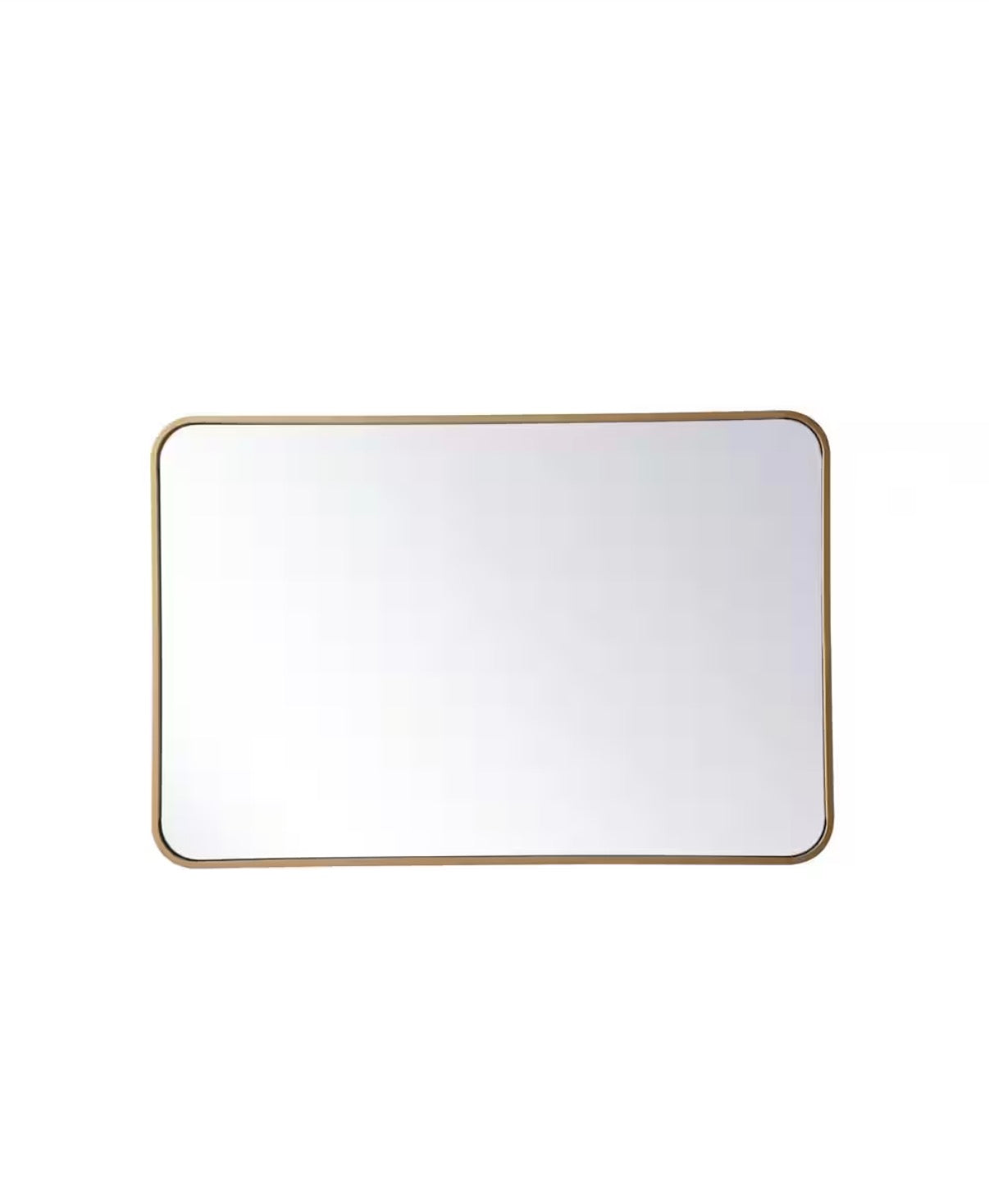 Timeless Home 24 in. W x 36 in. H x modern Soft Corner Metal Rectangle Brass Mirror