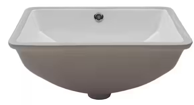 18 in. Undermount Ceramic Rectangle Bathroom Sink in White