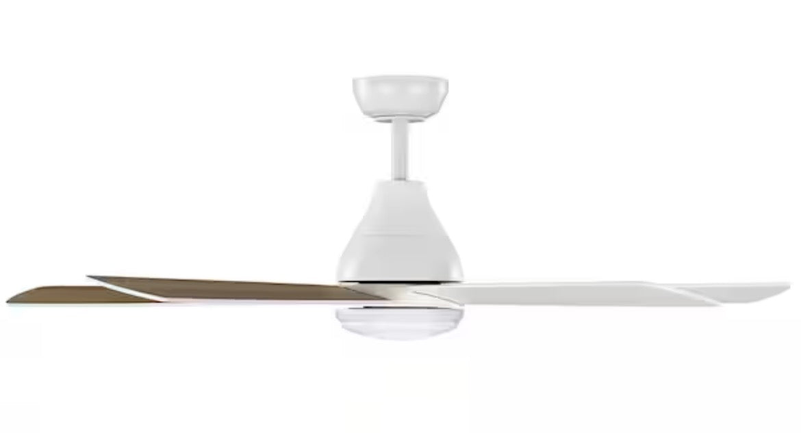 Nevali 52 in. White Color Changing LED Indoor Matte White Ceiling Fan with Light and Remote Included Powered by Hubspace