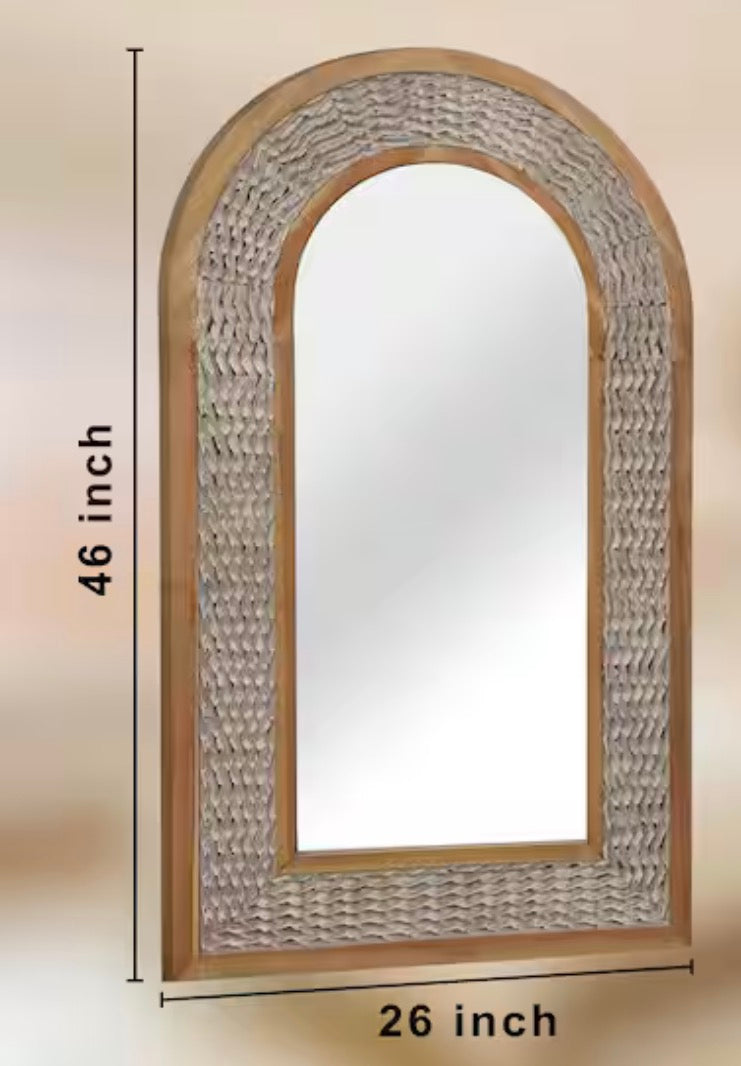 26 in. W x 46 in. H Classic Arched Antique Wood Frame Country Art Wall Mirror Decorative Mirror