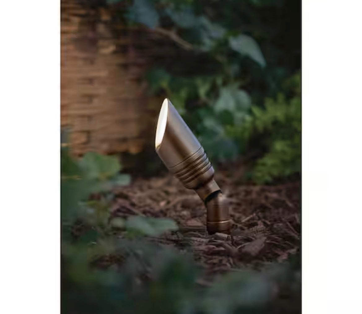 35-Watt Equivalent Low Voltage Brass Integrated LED 2700K Warm White Outdoor Landscape Spot Light