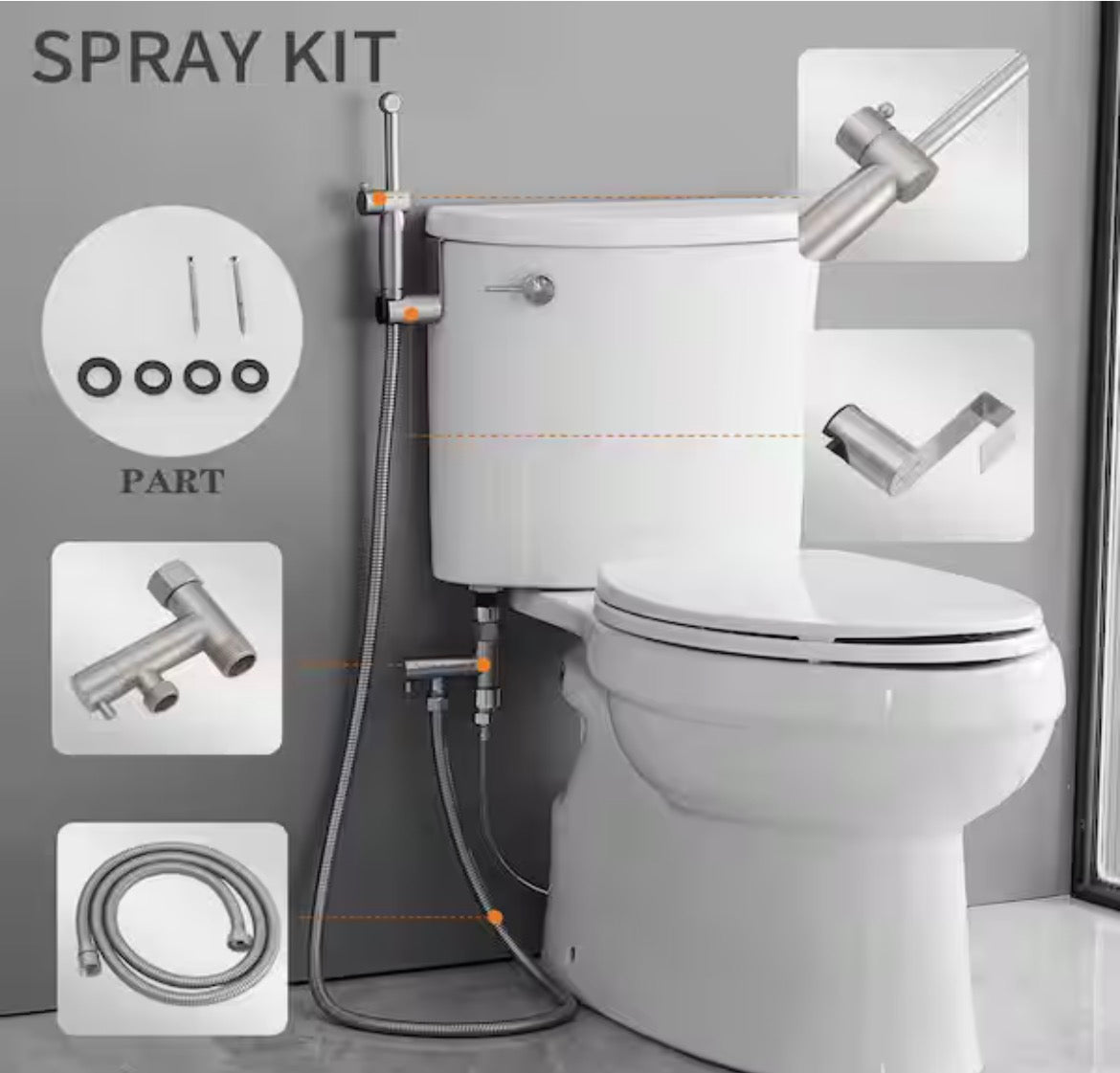 Non-Electric Bidet Sprayer for Toilet Handheld Brass Bidet Attachment Diaper Sprayer Wall Toilet Mount in Brushed Nickel