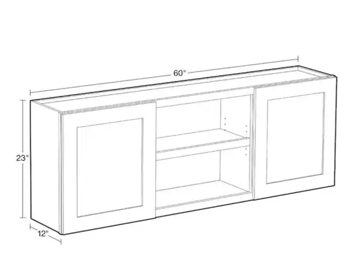 Richmond Valencia Blue Plywood Shaker Stock Ready to Assemble Wall Kitchen Cabinet Sft Cls 60 in W x 12 in D x 23 in H