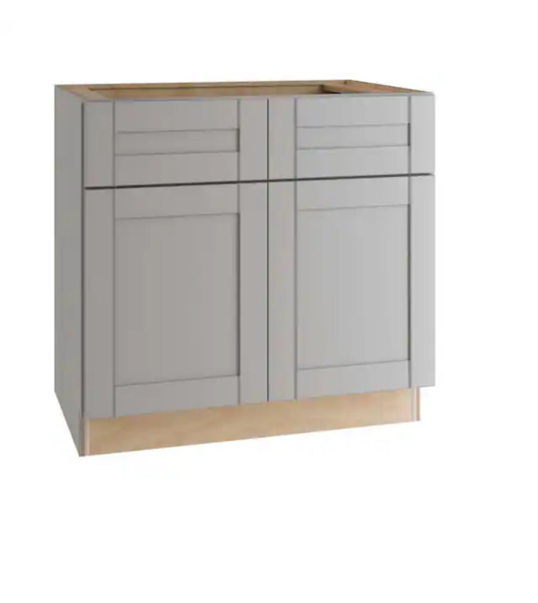 Richmond Vesuvius Gray Plywood Shaker Ready to Assemble Base Kitchen Cabinet Soft Close 30 in W x 24 in D x 34.5 in H