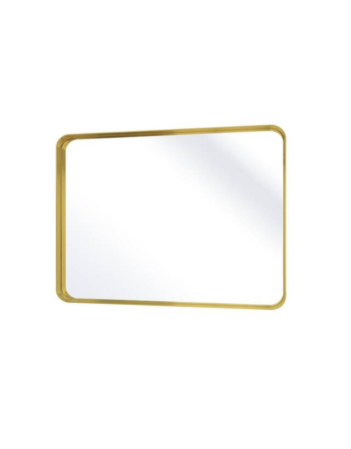 30 in. W x 40 in. H Rectangular Modern Aluminum Framed Rounded Gold Wall Mirror