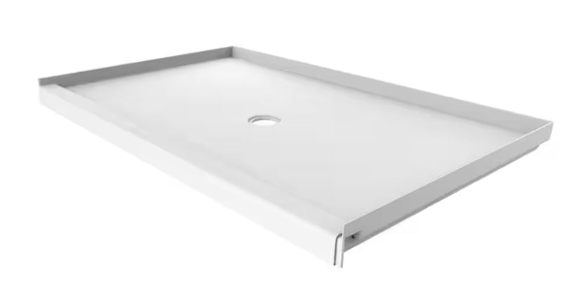 36 in. x 60 in. Single Threshold Shower Base with Center Drain in White