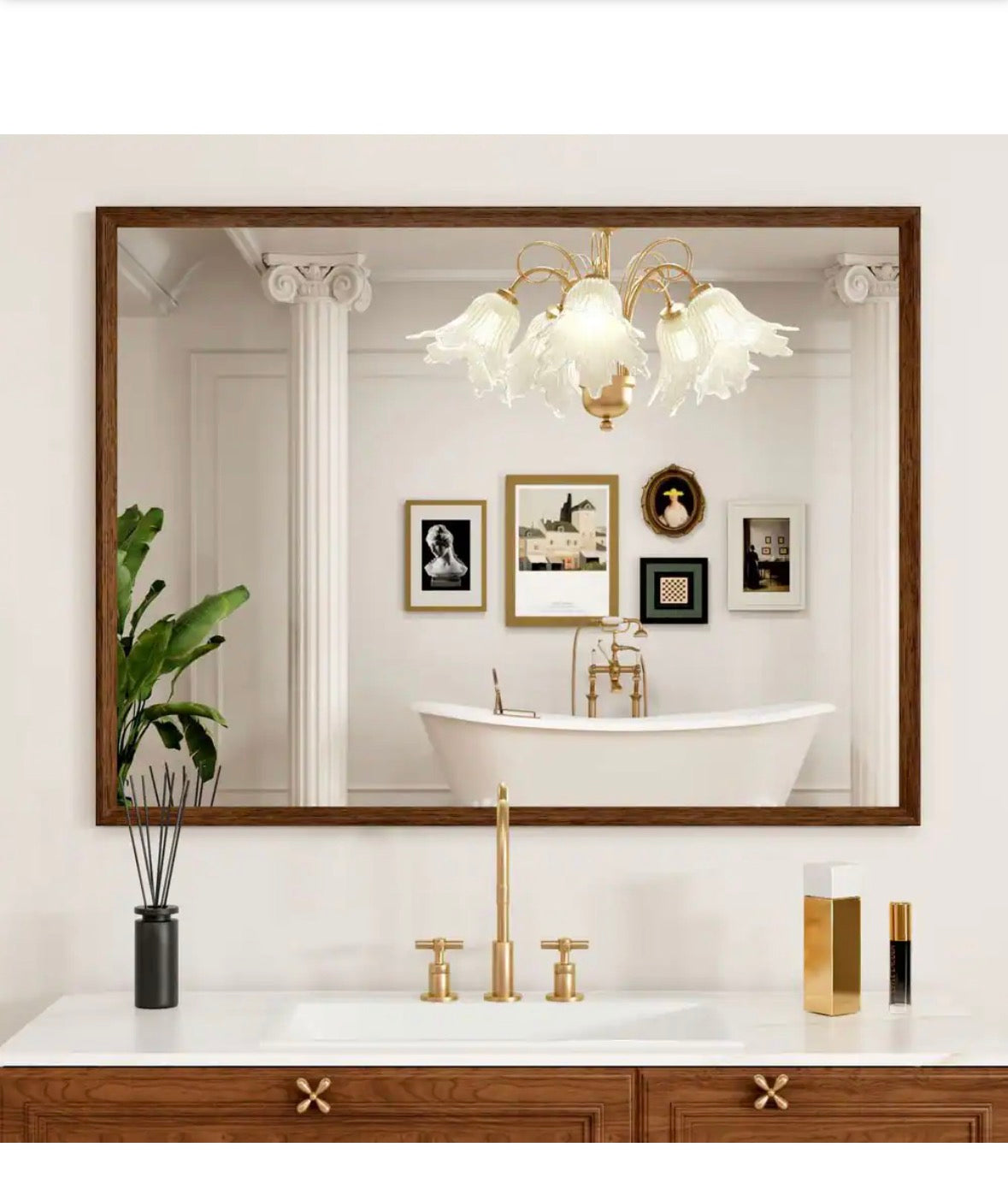 40 in. W x 36 in. H Oversize Farmhouse Rectangular Wood Finish Framed Wall Mirror, Tempered Glass Bathroom Vanity Mirror