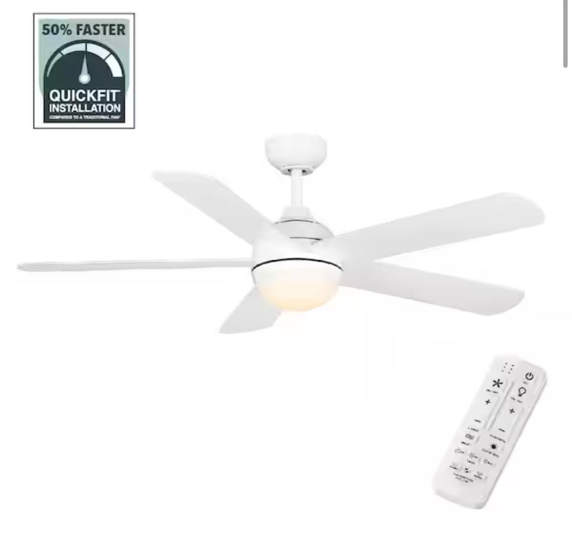 Morland 52 in. Smart Indoor/Covered Outdoor Matte White Ceiling Fan with Remote and Integrated LED Powered by Hubspace