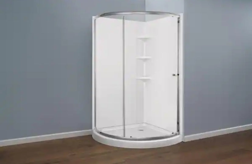 38 in. W x 70 in. H Round Sliding Framed Corner Shower Enclosure in Chrome with Clear Glass
