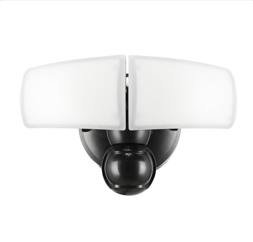 MaxDetect 240-Degree Black Motion Activated Wired Outdoor 2-Head Dusk-to-Dawn LED Security Flood Light 2000 Lumens