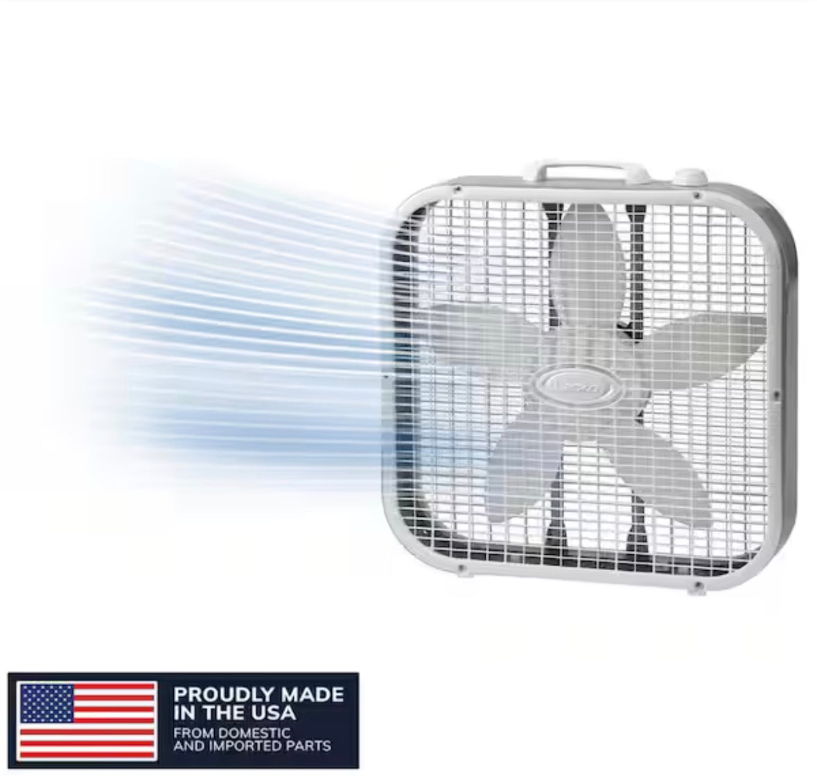 20 in. 3 Speed Air Circulating Box Fan for Home in White with Save Smart Technology, 1820 CFM and Carry Handle
