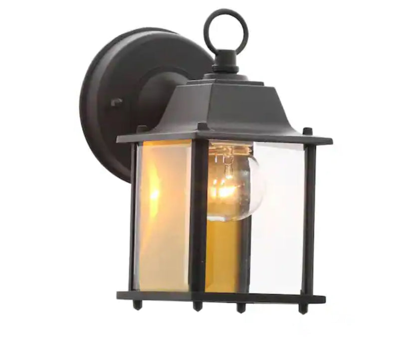 8.19 in. Black Decorative Hardwired Outdoor Wall Light Lantern Coach Sconce with Clear Glass Shade and No Bulb Included