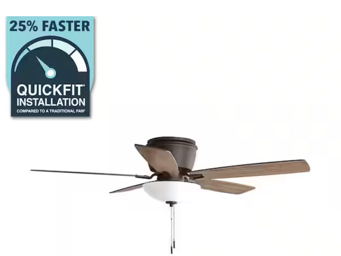 Melrose 52 in. Indoor LED Hugger Bronze Dry Rated Ceiling Fan with Light Kit and 5 Reversible Blades