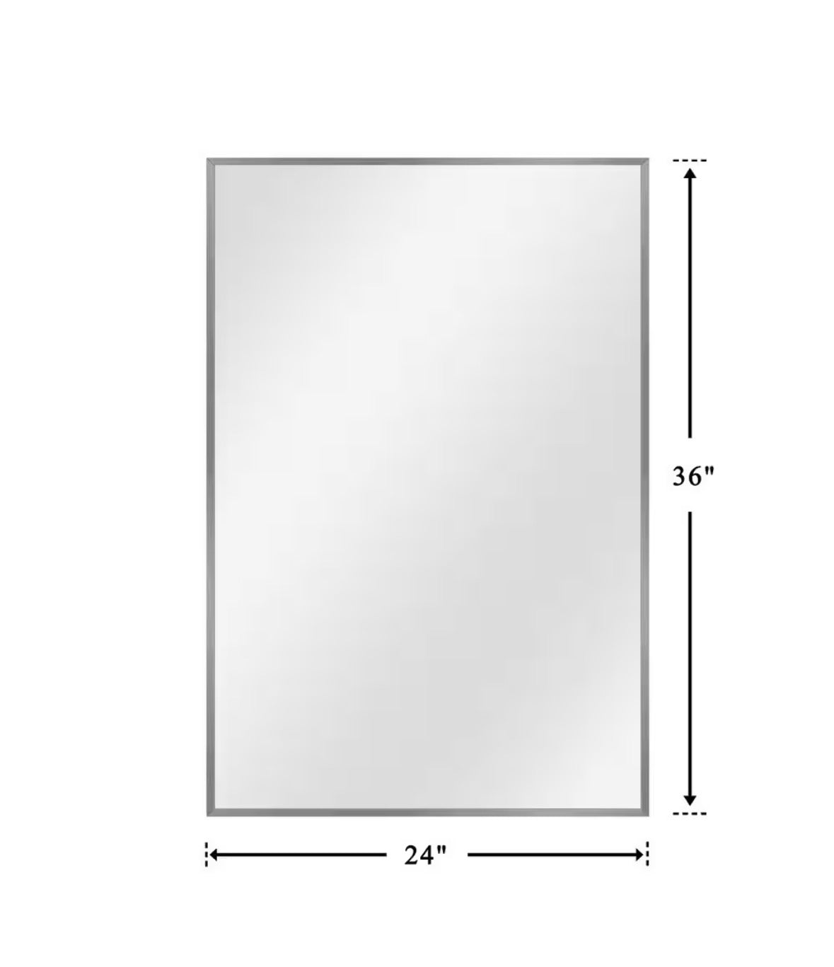 Set of 2 Silver Rectangular 24 in. W x 36 in. H Aluminum Slim Frame Bathroom Mirrors Straight Corner Rectangles