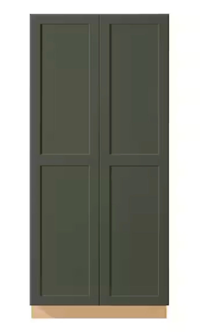 Avondale 36 in. W x 84 in. H x 24 in. D Ready To Assemble Plywood Shaker Wide Pantry Cabinet in Fern Green
