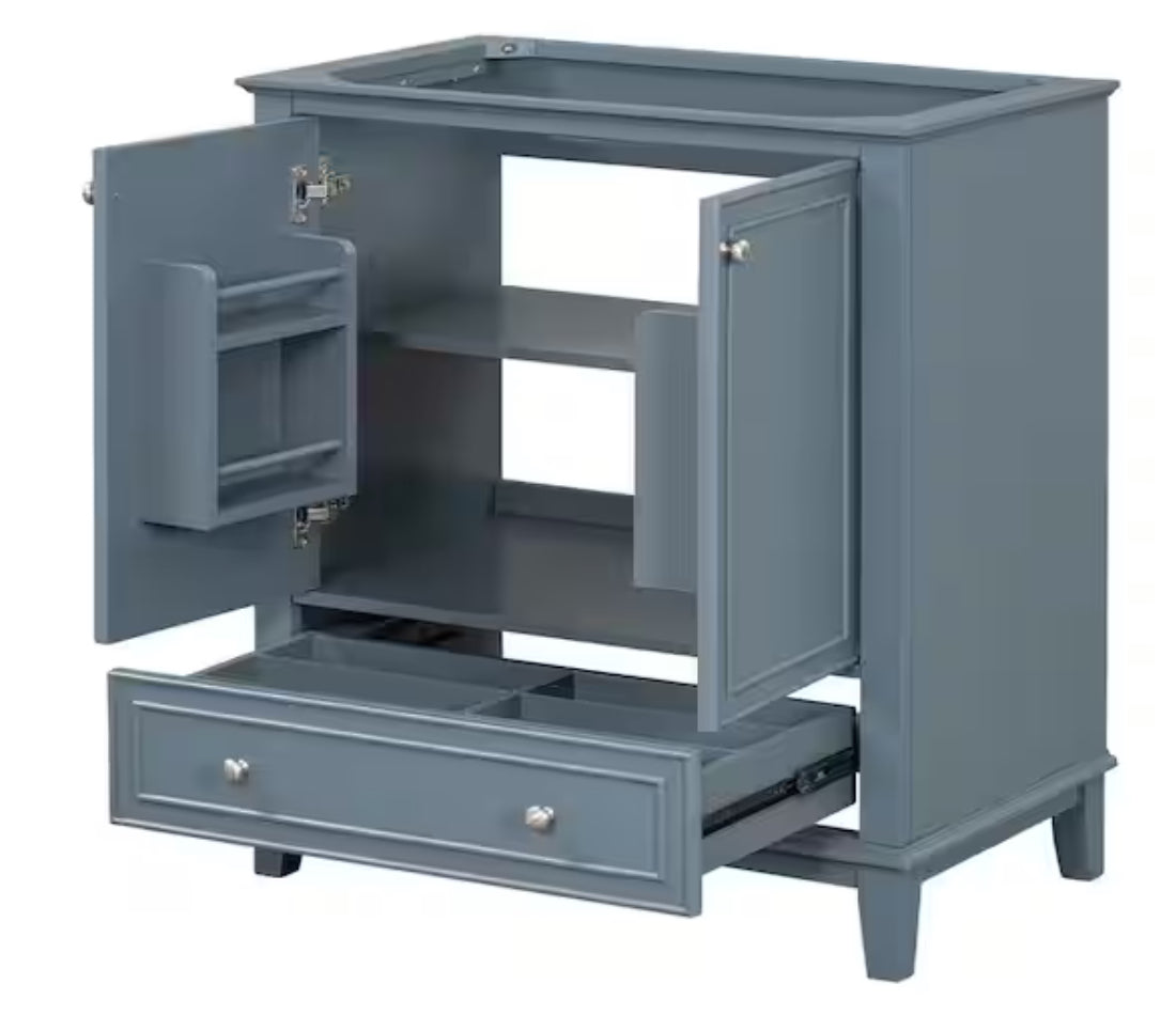 30 in. Modern Classic Bath Vanity Cabinet without Top in Blue