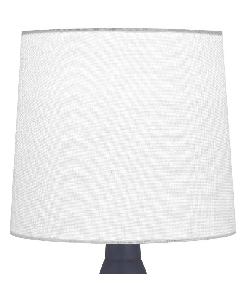 15.125 in. Navy Ceramic Table Lamp with White Fabric Shade