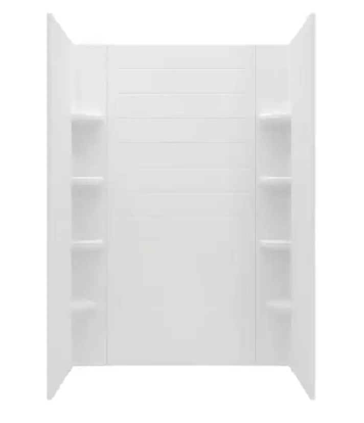 Ovation Curve 48 in. W x 72 in. H 3-Piece Glue Up Alcove Subway Tile Shower Walls in Arctic White