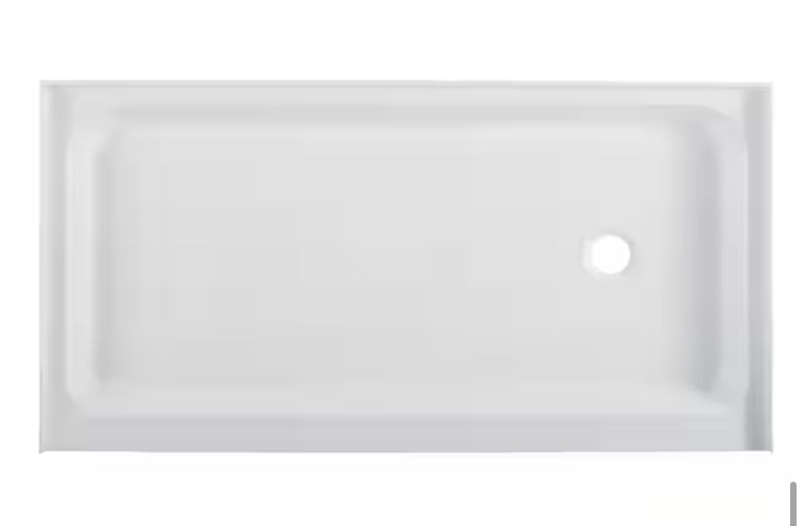 Voltaire 36 in. x 60 in. Acrylic, Single-Threshold, Right-Hand Drain, Shower Base in White