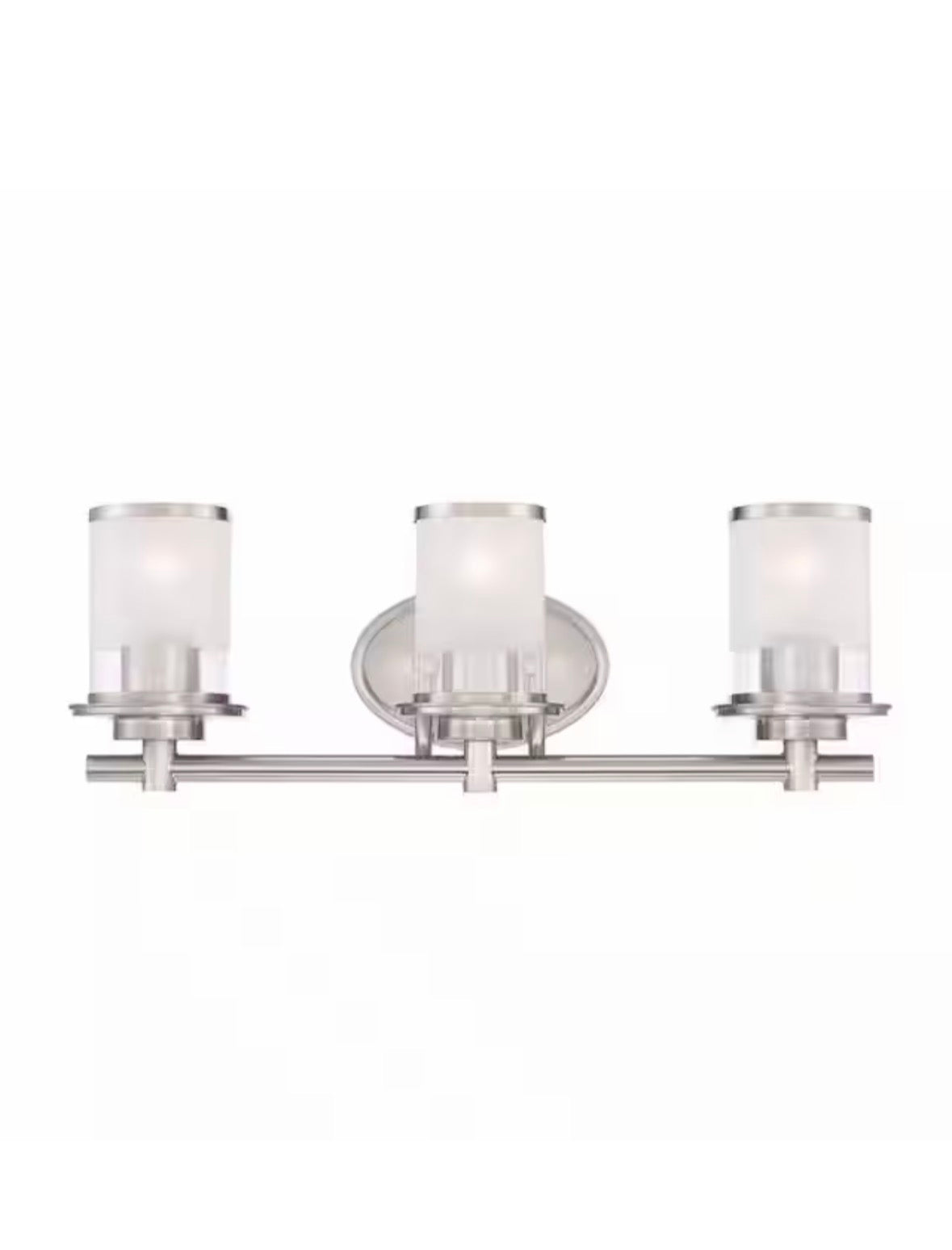 Truitt 23.25 in. 3-Light Brushed Nickel Modern Transitional Vanity with Frosted and Clear Edge Glass Shades