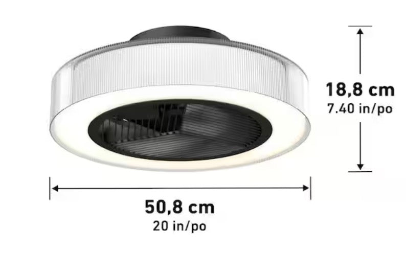 Groove 20 in. Indoor Black 8 Steps CCT 11.42 in. Integrated LED Ceiling Fan with Remote Included