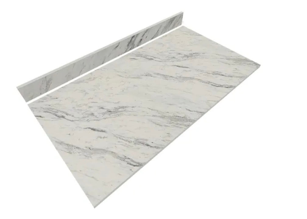 4 ft. L x 25 in. D Engineered Composite Countertop in Calcutta Blanc with Satin Finish
