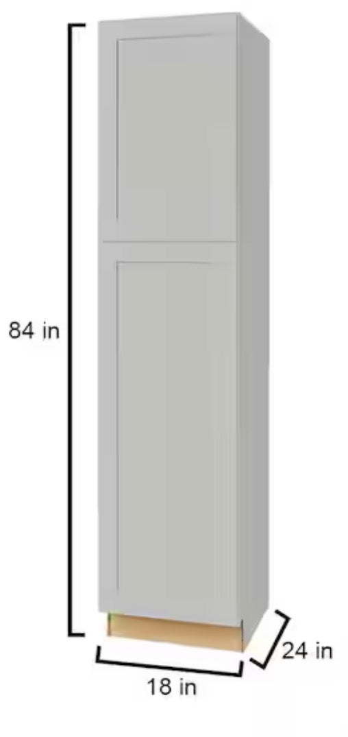 Avondale Shaker Dove Gray Ready to Assemble Plywood 84 in Pantry Cabinet (18 in W x 84 in H x 24 in D)