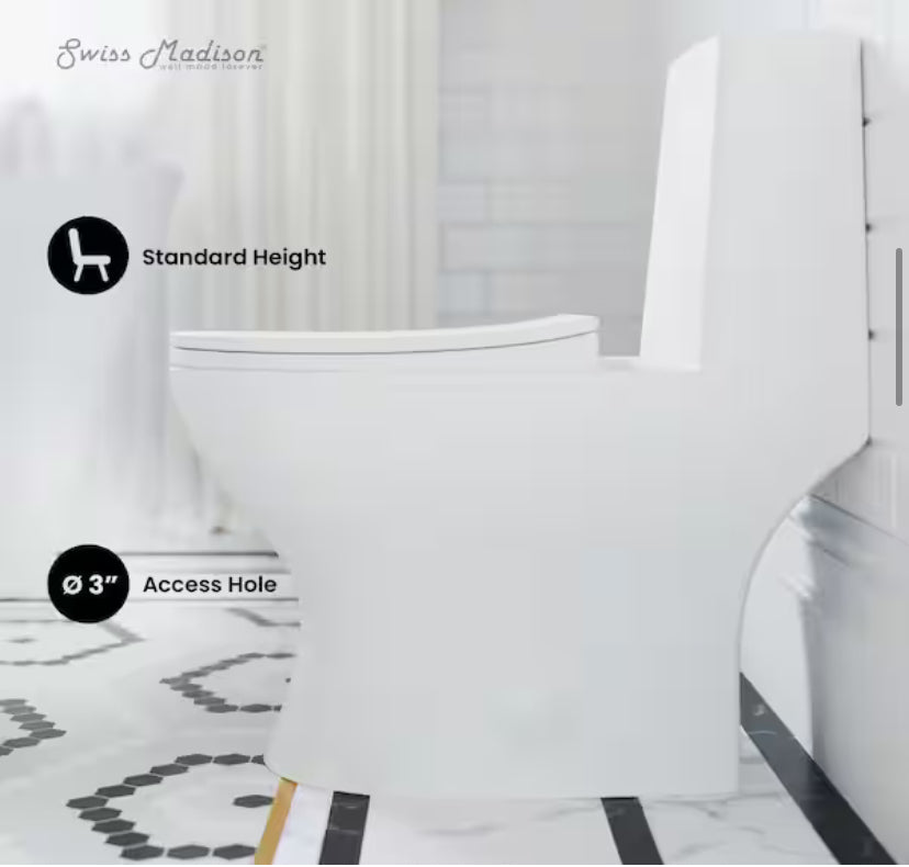 Ivy 1-Piece 1.1/1.6 GPF Dual Flush Elongated Toilet in Glossy White, Seat Included