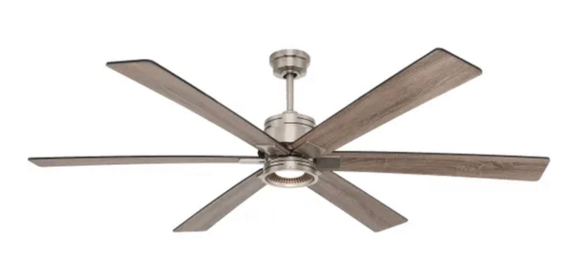 Statewood 70 in. Indoor LED Brushed Nickel Ceiling Fan with Light Kit, Downrod, Remote Control and 6 Reversible Blades