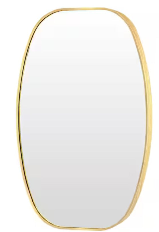 30 in. W x 48 in. H Gold Oval Wall Mounted Aluminum Alloy Bathroom Mirror Decorative Mirror