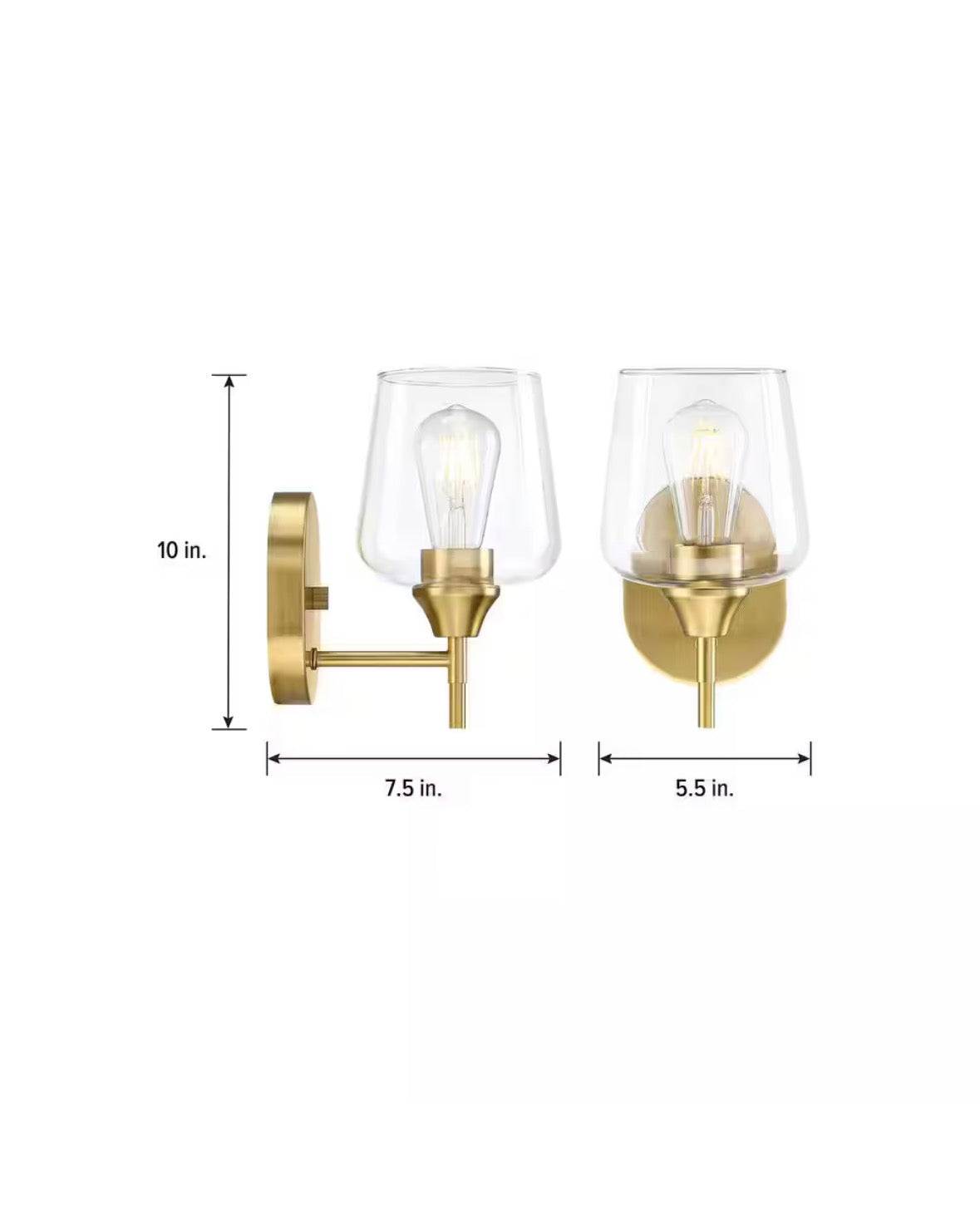 Pavlen 5.5 in. 1-Light Antique Brass Sconce with Clear Glass Shade