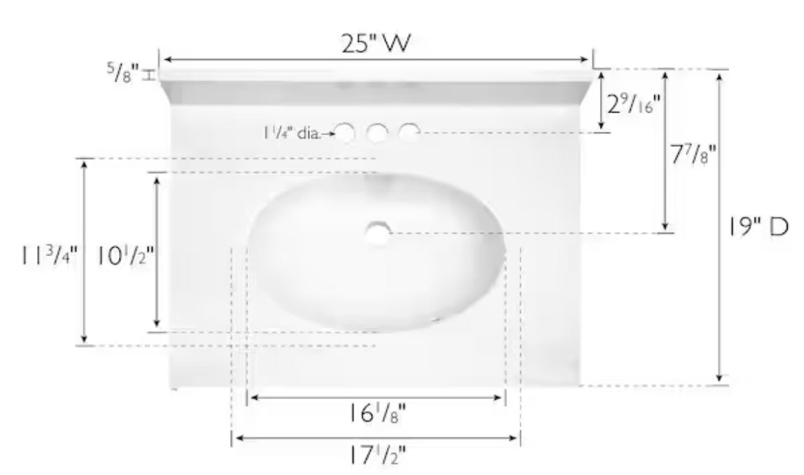 25 in. W x 19 in. D with White Cultured Marble Top (Copy)