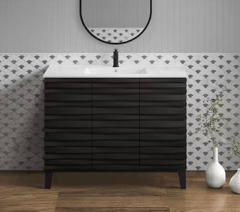 Cascade 19.7 in. W x 36 in. D x 7.85 in. H Single Sink Bath Vanity Cabinet without Top in Black