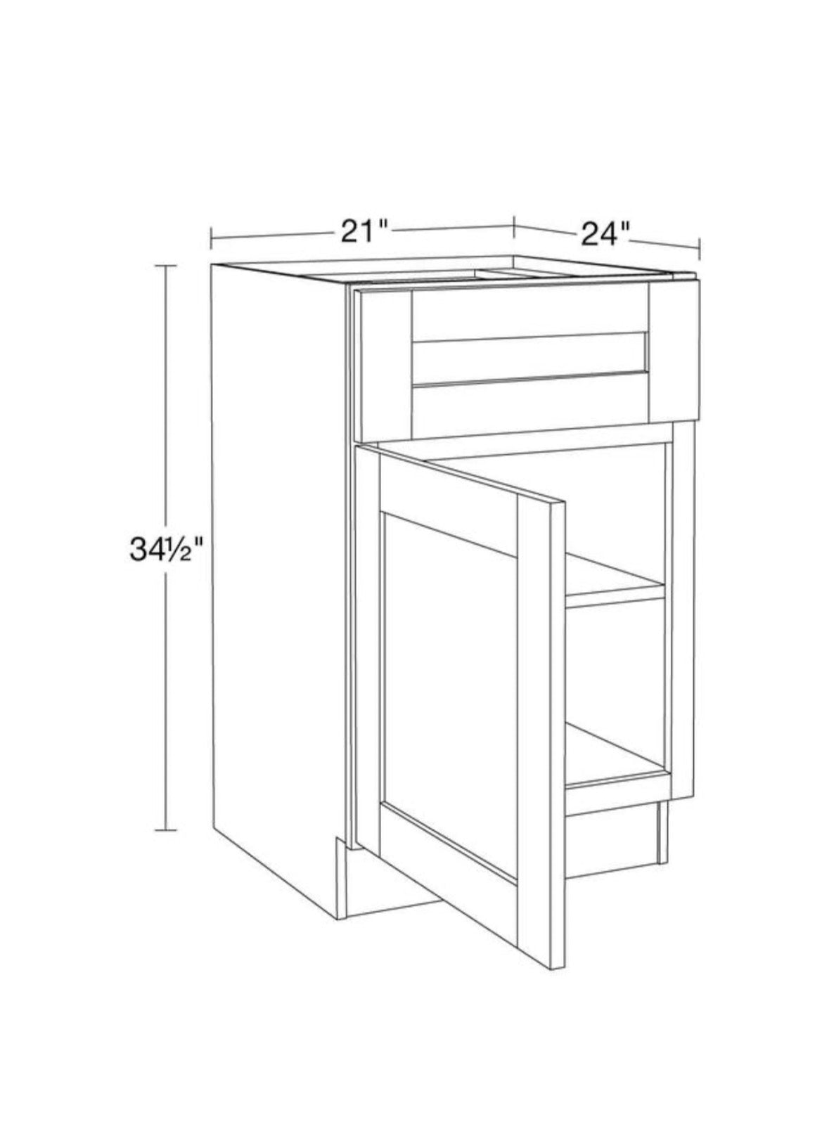 Richmond Vesuvius Gray Plywood Shaker Ready to Assemble Base Kitchen Cabinet Soft Close 21 in W x 24 in D x 34.5 in H