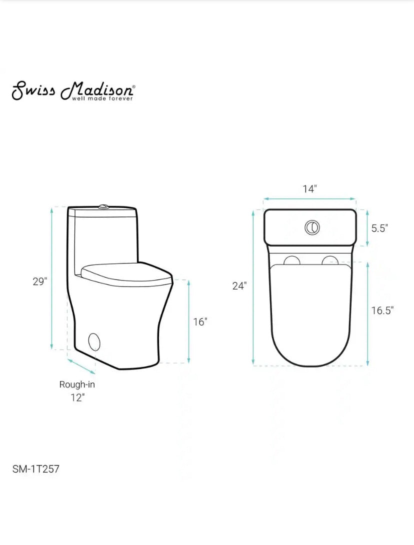 Sublime II 1-Piece 0.8/1.28 GPF Dual Flush Compact Toilet in White, Seat Included