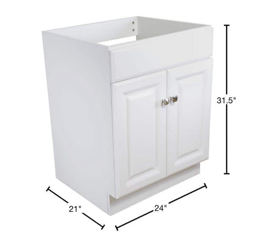 Wyndham 24 in. 2-Door Bath Vanity Cabinet Only in White (Ready to Assemble)