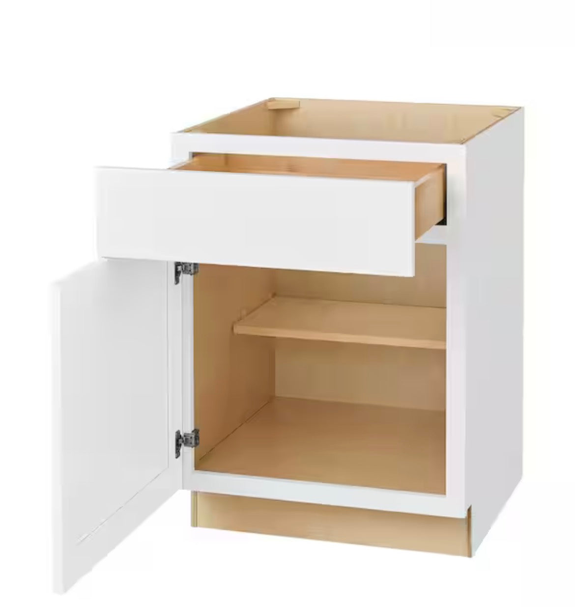 Avondale Shaker Alpine White Quick Assemble Plywood 24 in Base Kitchen Cabinet (24 in W x 24 in D x 34.5 in H)