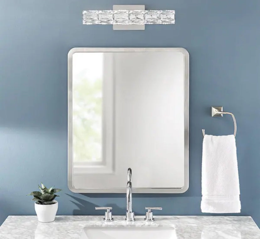 Keighley 18 in. Integrated LED Chrome Bathroom Vanity Light Fixture with Crystal Shade