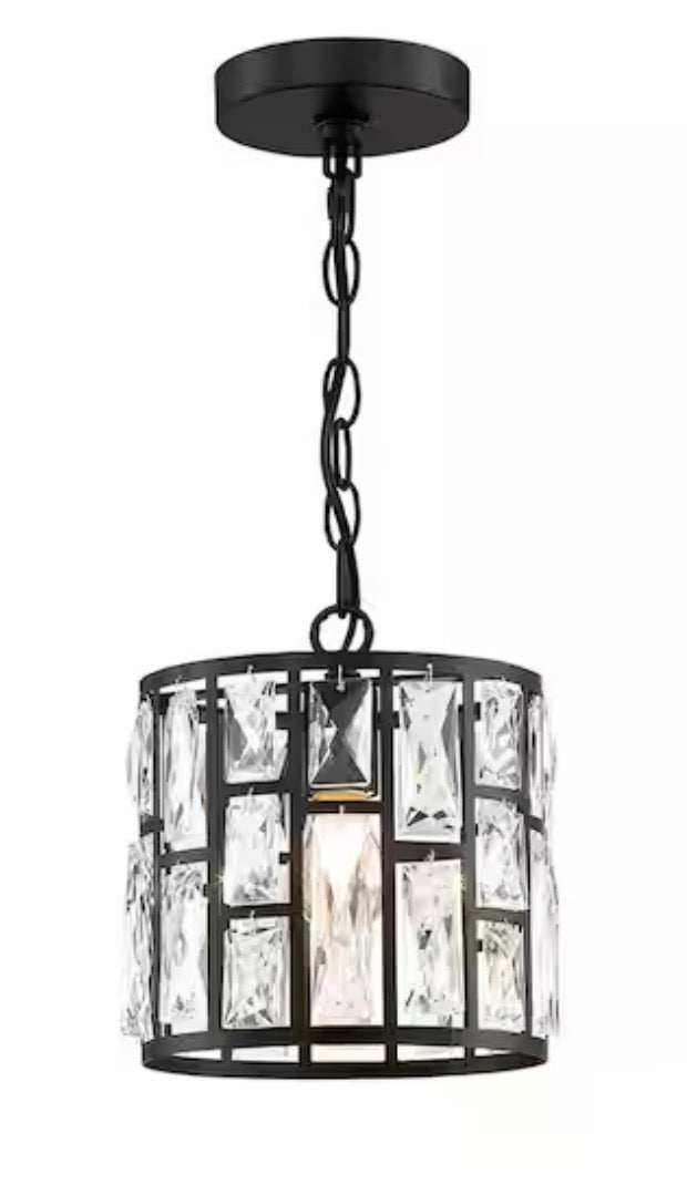 Kristella 1-Light Black Crystal Pendant Light
